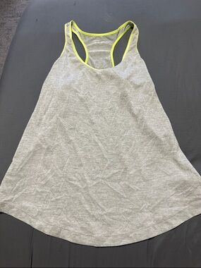 MTA Sport Gray Racerback Tank with Neon Yellow Trim